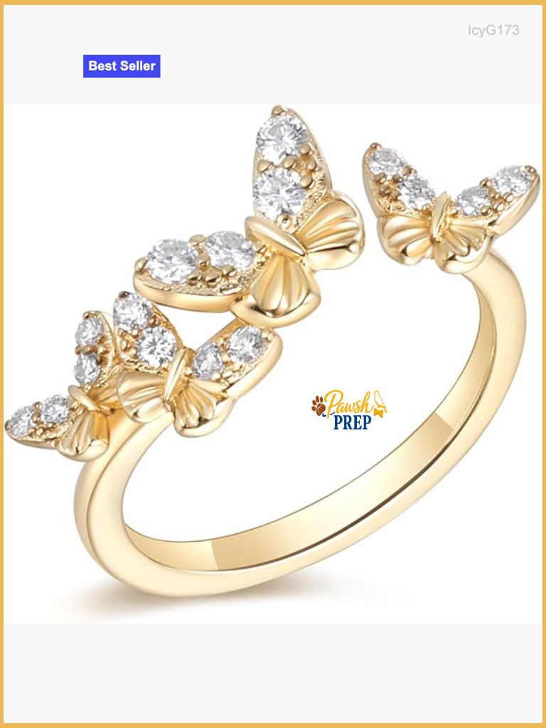 Adjustable Sterling Silver Moissanite Butterfly Open Ring Size 8